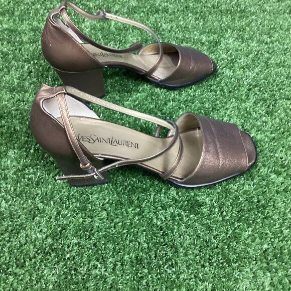 YSL Yves Saint Laurent Open Toe Block Heel Sandals 8M - Picture 6 of 12